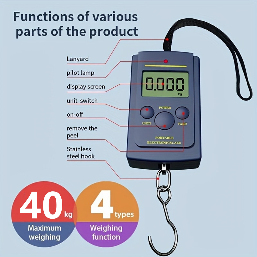 Luggage Scale Hanging - 40 кг многофункциональные мини электронные цифровые